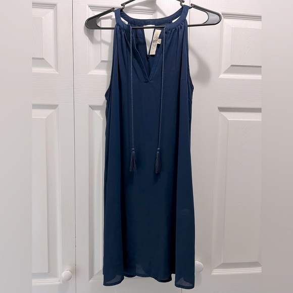 Medium navy Pink Rose flowy midi dress - Picture 1 of 2